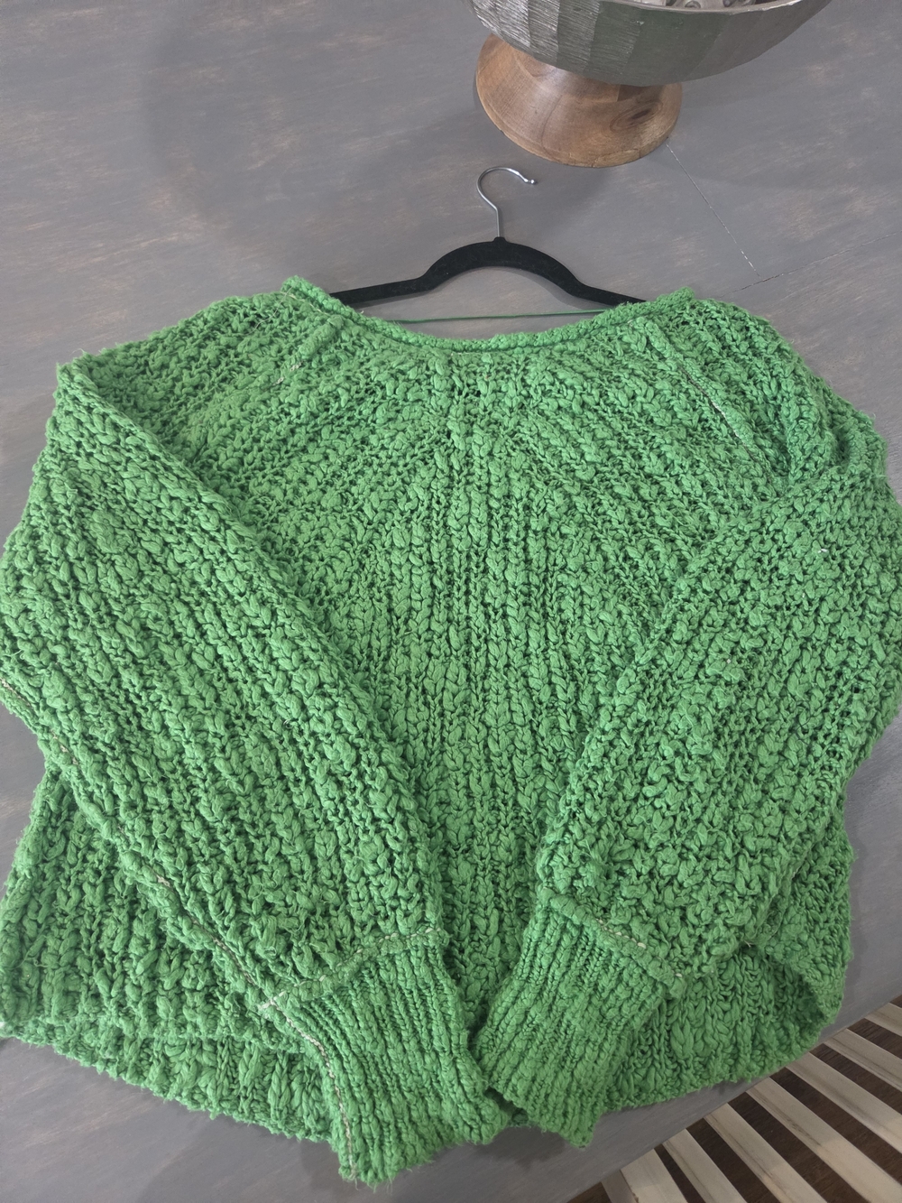 Free People Bright Green Scoop Neck Chunky Knit Sweater - Picture 4 of 4